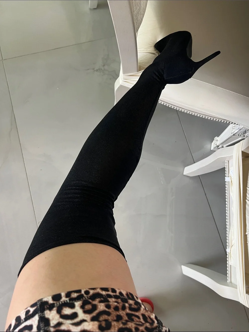 Black Over-the-Knee Stiletto Sock Boots - Women's High Heel Boots